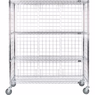 Enclosed Wire Shelf Cart, Chrome Plated, 60" x 69" x 24", 800 lbs. Capacity