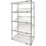 Slanted Wire Shelving Unit, 5 Tiers, 48" W x 63" H x 18" D