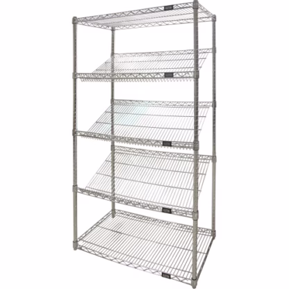 Slanted Wire Shelving Unit, 5 Tiers, 36" W x 63" H x 18" D