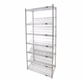 Slanted Wire Shelving Unit, 7 Tiers, 48" W x 74" H x 24" D