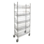 Wire Basket Shelving Cart, 5 Tiers, 48" W x 80" H x 24" D