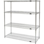 Heavy-Duty Chromate Wire Shelving, 4 Tiers, 60" W x 54" H x 18" D
