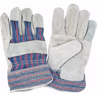 Standard-Duty Patch Palm Fitters Gloves, Split Cowhide Palm, Cotton Inner Lining