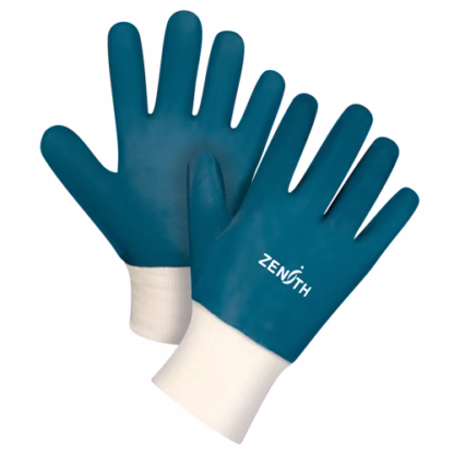 Heavyweight Knit Wrist Gloves, 8/Medium, Nitrile Coating, Cotton Shell