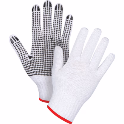 Dotted String Knit Gloves, Poly/Cotton, Single Sided, 7 Gauge, Small