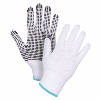 Dotted String Knit Gloves, Poly/Cotton, Single Sided, 7 Gauge, X-Large