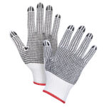 Double-Sided Dotted String Knit Gloves, Poly/Cotton, Double Sided, 7 Gauge, Small