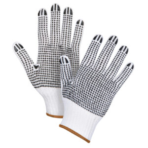 Double-Sided Dotted String Knit Gloves, Poly/Cotton, Double Sided, 7 Gauge, Large