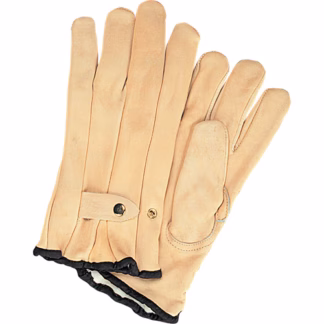 Winter-Lined Ropers Gloves, Grain Cowhide Palm, Fleece Inner Lining