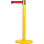 Free-Standing Crowd Control Barrier, Steel, 35" H, Red Tape, 12' Tape Length