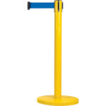 Free-Standing Crowd Control Barrier, Steel, 35" H, Blue Tape, 7' Tape Length