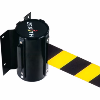 Wall Mount Barrier, Steel, Screw Mount, 7', Black/Yellow Tape
