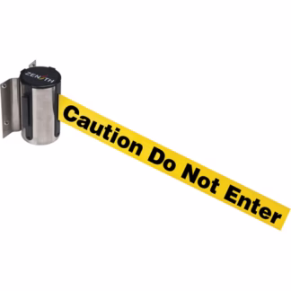Wall Mount Barrier, Steel, Screw Mount, 7', Yellow Tape