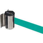 Wall Mount Barrier, Steel, Screw Mount, 7', Green Tape