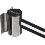 Wall Mount Barrier, Steel, Screw Mount, 7', Black/White Tape