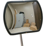 Roundtangular Convex Mirror with Telescopic Arm, 24" H x 36" W, Indoor/Outdoor