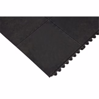 Anti-Fatigue Matting, Smooth, 3' x 3' x 1/2", Black, Natural Rubber