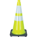 Premium Traffic Cone, 28", Lime Green, 4" & 6" Reflective Collar(s)