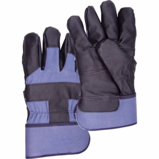 Blue Winter-Lined Work Gloves, Large, Grain Furniture Palm, Cotton Fleece Inner Lining
