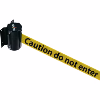 Wall Mount Barrier, Steel, Screw Mount, 7', Black/Yellow Tape