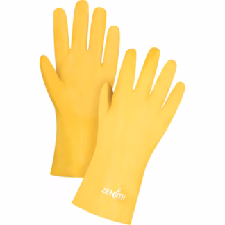 Rough-Finish Chemical-Resistant Gloves, Size 9, 12" L, PVC, Interlock Inner Lining, 47-mil