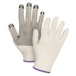 Heavyweight Dotted String Knit Gloves, Poly/Cotton, Single Sided, 7 Gauge, X-Small