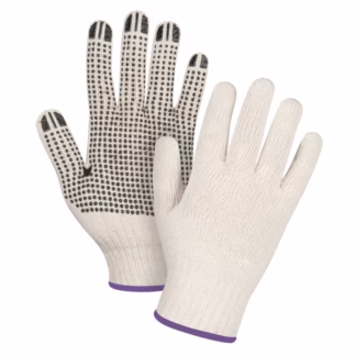 Lightweight Dotted String Knit Gloves, Poly/Cotton, Single Sided, 7 Gauge, X-Small