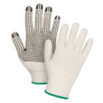 Heavyweight Dotted String Knit Gloves, Poly/Cotton, Single Sided, 7 Gauge, Medium