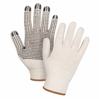 Lightweight Dotted String Knit Gloves, Poly/Cotton, Single Sided, 7 Gauge, Large