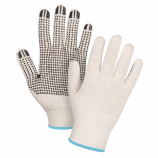 Lightweight Dotted String Knit Gloves, Poly/Cotton, Single Sided, 7 Gauge, X-Large