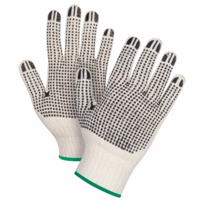 Heavyweight Double-Sided Dotted String Knit Gloves, Poly/Cotton, Double Sided, 7 Gauge, Medium