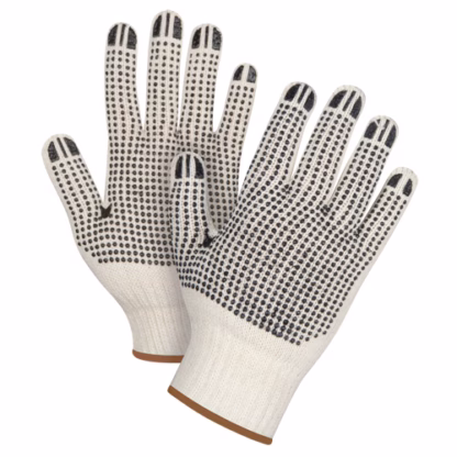 Heavyweight Double-Sided Dotted String Knit Gloves, Poly/Cotton, Double Sided, 7 Gauge, Large
