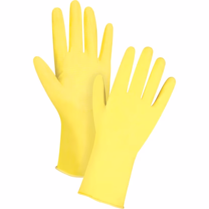 Chemical Resistant Gloves, 12" L, Rubber Latex, Flock-Lined Inner Lining, 15-mil