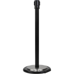Free-Standing Crowd Control Barrier Receiver Post With Wheels, 35" High, Black