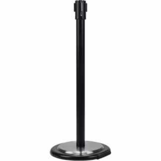 Free-Standing Crowd Control Barrier Receiver Post With Wheels, 35" High, Black