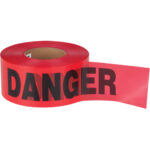 "Danger" Barricade Tape, Bilingual, 3" W x 1000' L, 2.5 mils, Black on Red