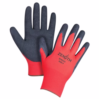 Black & Red Crinkle Grip Coated Gloves, 9/Large, Rubber Latex Coating, 13 Gauge, Polyester Shell