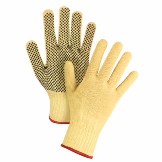 Dotted Seamless String Knit Gloves, Size Small/7, 7 Gauge, PVC Coated, Kevlar Shell, ASTM ANSI Level A2/EN 388 Level 3