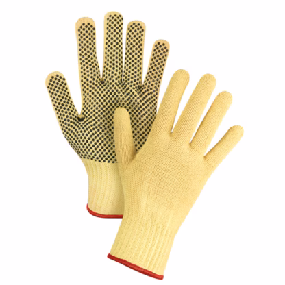 Dotted Seamless String Knit Gloves, Size Small/7, 7 Gauge, PVC Coated, Kevlar Shell, ASTM ANSI Level A2/EN 388 Level 3