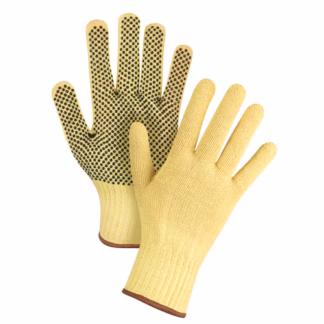 Dotted Seamless String Knit Gloves, Size Large/9, 7 Gauge, PVC Coated, Kevlar Shell, ASTM ANSI Level A2/EN 388 Level 3