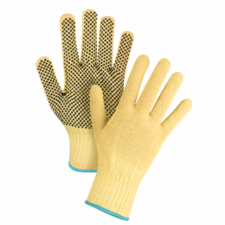 Dotted Seamless String Knit Gloves, Size X-Large/10, 7 Gauge, PVC Coated, Kevlar Shell, ASTM ANSI Level A2/EN 388 Level 3