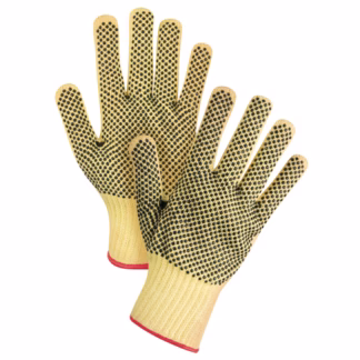 Double-Sided Dotted Seamless String Knit Gloves, Size Small/7, 7 Gauge, PVC Coated, Kevlar Shell, ASTM ANSI Level A2/EN 388 Level 3