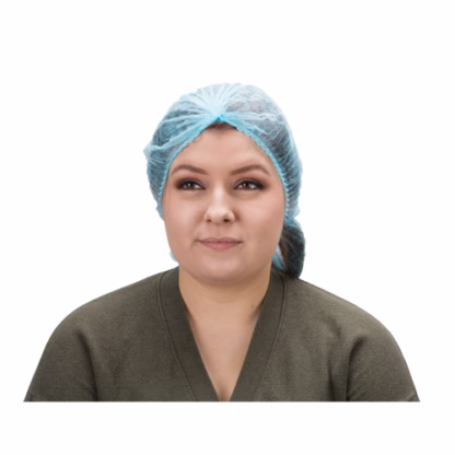 Pleated Bouffant Cap, Polypropylene, 24", Blue