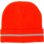 High Visibility Knit Hat with Reflective Stripe, High Visibility Orange, Acrylic