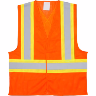 Traffic Safety Vest, High Visibility Orange, 2X-Large, Polyester, CSA Z96 Class 2 - Level 2