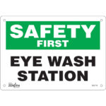 "Eye Wash Station" Sign, 7" x 10", Aluminum, English