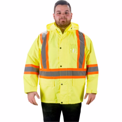 RZ1000 Rain Jacket, Polyester, High Visibility Lime-Yellow