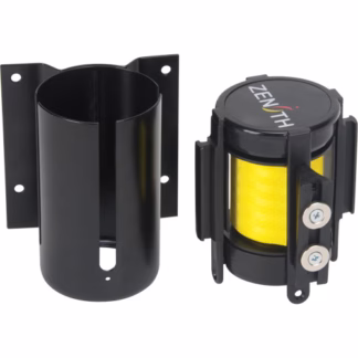 Wall Mount Barrier with Magnetic Tape, Steel, Screw Mount, 7', Yellow Tape