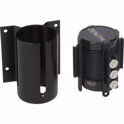 Wall Mount Barrier with Magnetic Tape, Steel, Screw Mount, 12', Black Tape