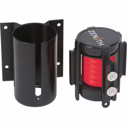 Wall Mount Barrier with Magnetic Tape, Steel, Screw Mount, 7', Red Tape